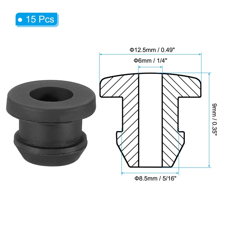 PATIKIL 8.5mm / 5/16 Inch Drill Hole,1/4 Inch ID Rubber