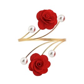 MMIUAEG Gold Camellia Flower Upper Arm Cuff for Women Open Adjustable Upper Arm Bangle Coil Swirl Armlet Armband Minimalist Jewelry Statement Party Jewelry (Red)