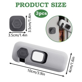 3Pcs Fridge Lock, Easy to Install Fridge Locks for Children, Fridge Locks No Tools Need or Drill, Fridge Child Lock Apply to Max 1 inch(25mm) Sealing Strip (Grey)