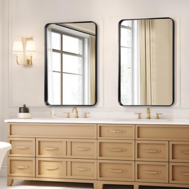 Fabuday Black Bathroom Mirror 24x36 Inch - Matte Framed Rectangle Wall Mirror, Modern Large Mirrors Wall Mounted for Bathroom, Farmhouse, Hangs Vertically or Horizontally