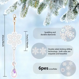 6pcs Winter Snowflake Double Sided Diamond Art Wind Chimes Kits