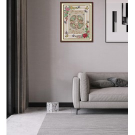 IUHUI 14 Count Stamped Cross Stitch Kits for Beginners Adults, Rose Garden Pre-Printed DIY 14ct Embroidery Sewing Starter Kit Needlework Easy Patterns