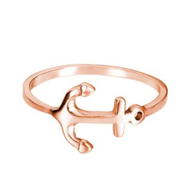 CloseoutWarehouse Rose Gold-Tone Plated Sterling Silver Anchor Ring Size 7