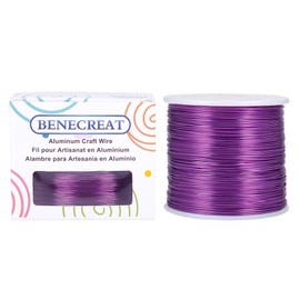 BENECREAT 235 m 0.8mm Aluminium Wire, Purple, Jewellery Wire, Metallic Thread for Crafts, Edged Aluminium Craft Wire, 20 Gauge