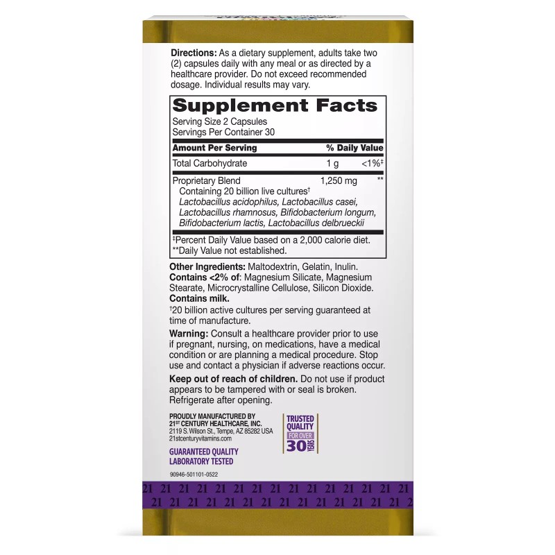 21St Century Advanced Probiotic 60 Capsules Digestive Immune Support Formula
