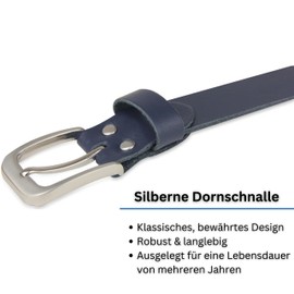 Frentree Leather Belt Made in Germany, Belt for Men and Women, 3 cm Wide, Various Colours, darkblue