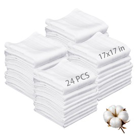 ARKBAODAN 17'' x 17'' Handkerchiefs for men 100% Soft Cotton White Hankie handkerchief bulk father's day gifts (24pcs)