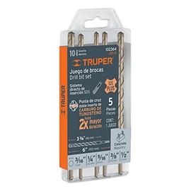 Truper JBS-5, Juego de 5 brocas para concreto SDS Plus