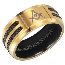 Willis Judd MasonicMan Mens Titanium Freemason Masonic Ring Latin Engraving Inside Size 13 Style 3, Non-Precious Metal, No Gemstone