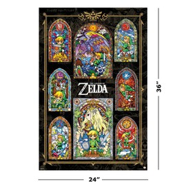 The Legend Of Zelda - Gaming Poster (Stained Glass Windows Collage) (Size: 24" x 36")