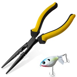 Hanpex - 9" Straight Nose & Fishing Bait, Fishing Pliers with Anti-Rust Teflon Coated, Freshwater/Saltwater Fishing Tools, Comfort Grip Handles Fishing Gear Idea for Fishing Trip