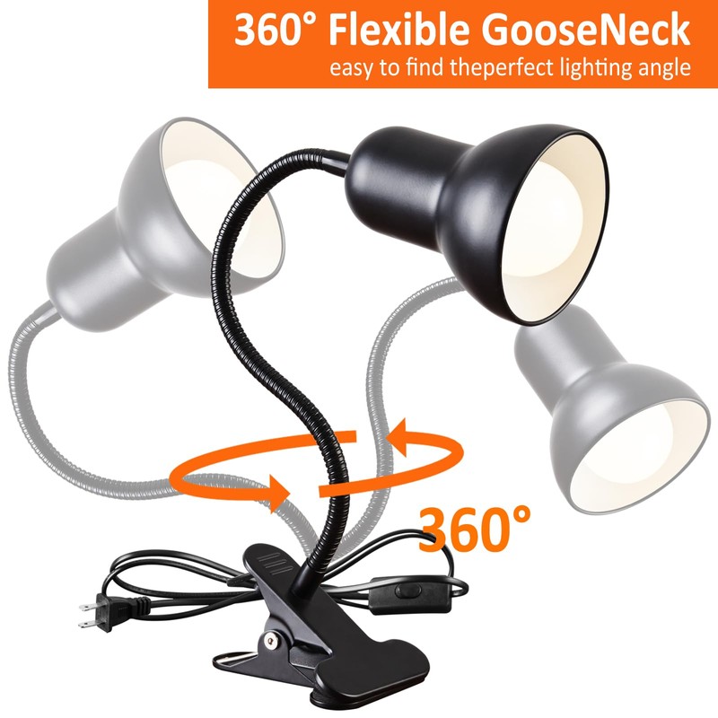 Clip on Desk Lamp, 360° Rotating Ggooseneck Lamp, Ring Light,