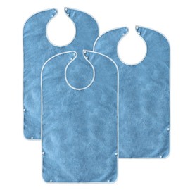 Azonelife Adult Waterproof Bibs with Removable Crumb Catcher, 3 Bibs for Elderly and Reusable Washable Meals, Bibs for Older Men, Women, Adults, blue