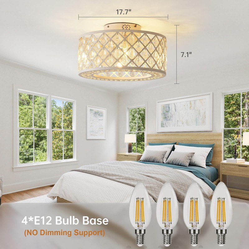 18 Inch Caged Ceiling Fans with Lights, Low Profile Ceiling