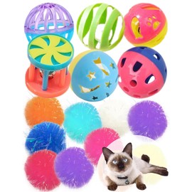 DIYUQISHI Assorted Cat Toys for Indoor Cats & Kittens - 26-Piece Set with 6 Bell Balls & 20 Reflective Balls for Safe Active Play & Mental Stimulation