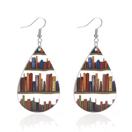 RINHOO FRIENDSHIP Book Earrings for Women Book Shelf Earrinfs for For Book Lovers Gifts for Book Lovers Women Bookshelf Acrylic Dangle Earrings (Waterdrop)