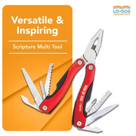 Large 14-in-1 Multitool Pliers in Red Color with Nylon Case & Gift Ready Box Pocket Tool Kit Printed 1 Tim 6:11 Scripture "Man Of God" - Outdoor Man Gift Ideas
