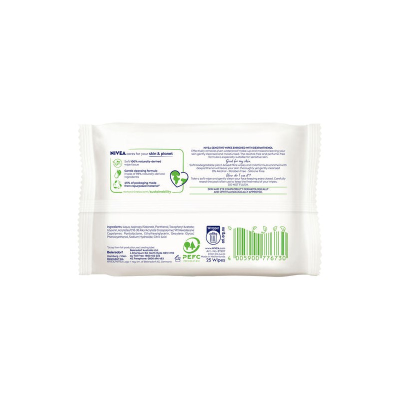 Nivea Sensitive Facial Cleansing Wipes 25