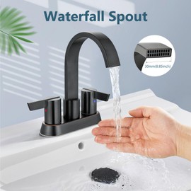 Aolemi Bathroom Faucets for Sink 3 Hole,4 Inch Centerset Waterfall Faucet Bathroom Sink Faucet,2 Handle Faucet for Bathroom Sink,with Pop-Up Drain and Supply Lines,Oil Rubbed Bronze