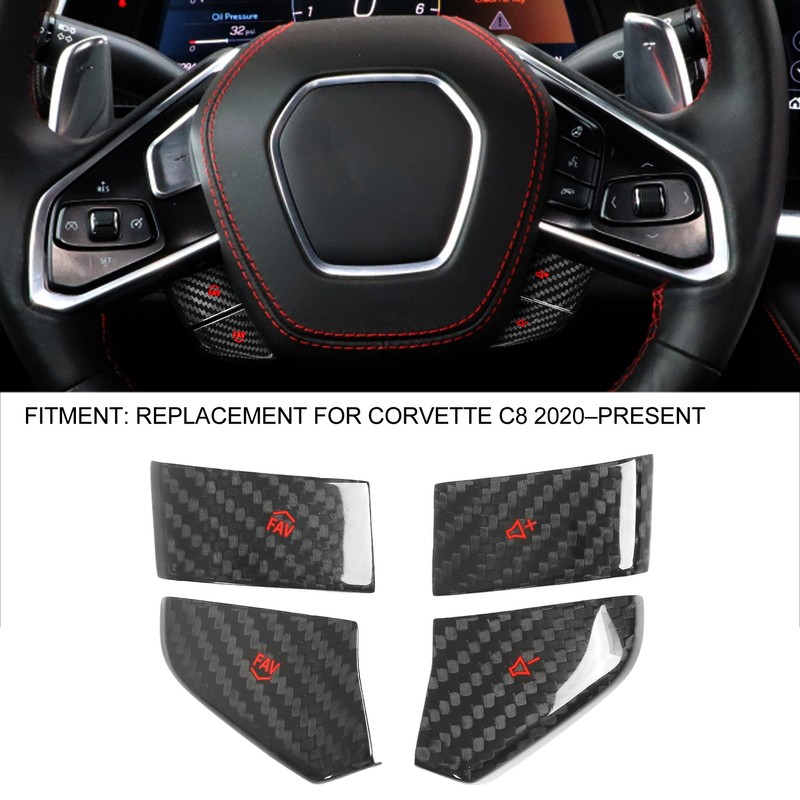 Steering Wheel Switch Button Trim Carbon Fiber Replacement for Corvette