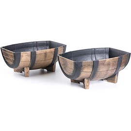 Decorative Outdoor Half Barrel Planters - Set of 2 by SkyMall