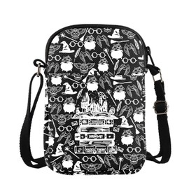 Wizard Book Crossbody Bag Wizard Inspired Gift Wizard Book And Wand Canvas Bag (BLK-POTIONS CB CA)