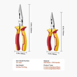 VEVOR 5-Piece Needle Nose Pliers, 11 in Long Needle Nose Pliers Set, Diagonal Cutting Pliers, 45°/ 90° Bent Nose Plier, Round Nose Plier, Long Nose Plier, Professional Pliers Set with Storage Bag:_8inch+6inch【2 pcs】