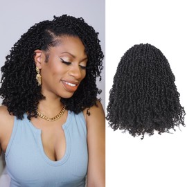 Toyotress Yanky Twist Crochet Hair - 12 Inch 8 Packs (30 Strands/Pcs) Fluffy Spring Mini Twist Passion Twist, Jet Black Pre-Looped Crochet Braids Braiding Hair (12 Inch, 1#-8P)