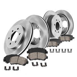 CRK13578 FRONT 296 mm + REAR 285.5 mm Premium OE 6 Lug [4] Rotors + [8] Quiet Low Dust Ceramic Brake Pads + Clips