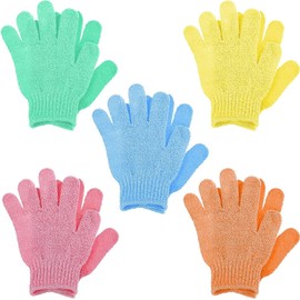TAVVKE 5 Pairs Exfoliating Gloves - Bamboo Mitts for Shower, Spa, Massage - Body Scrub, Dead Skin Cell Remover, Loofah Towels