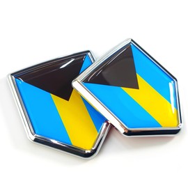 Newperlite Bahamas Flag Decal Sticker Car Emblem Bahamian Flag Car Decoration Accessories Chrome Shield for Truck Vehicles Cars, 2 Pack