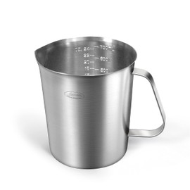 Newness Stainless Steel Measuring Jug with Handle – 3 Measuring Scales – Including Cup Scale – ML Scale – Ounce Scale