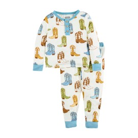 Mud Pie Baby Girl's Toddler Pajamas, Blue Cowboy