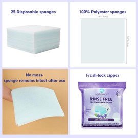 Hygienjoy Body Wipes for Adults Bath Sponges No Rinse -SINGLE USE Shower Wipe - DRY and SOAP INFUSED -Sturdy and No residue,for elderly care,post surgury,camping &GYM,Lavender Scent
