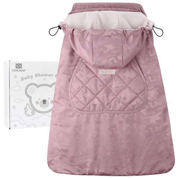 Bebear Winter Cover for Baby Carrier Warm Universal Hoodie Baby Carrier Cover for All Seasons (Army Pink)