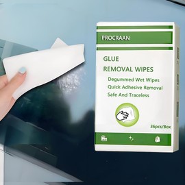 Clean Up Wipes, Adhesive Remover - 36 Count - Safely Removes Adhesive Residue, Rapidly Removes Labels, Car Stickers, Crayon, Tree Sap, Chewing Gum, Masking Tape, Marker pen, Glue and Decals （White）
