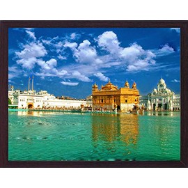 A Golden Temple Amritsar 1833, A Old and Memorable Picture with Frame, A Poster with Frame Must for Every Family, Office, Gift and Auspicious Purpose