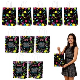 MFCGHXR Sacchetti Regalo Neon Fluorescenti per Feste: Set da 10 Pezzi, con Effetto Luminiscente, Ideali per Compleanni, Halloween e Feste a Tema