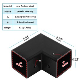 eoere 2 PCS 2" x 2" Galvanized Square Tube Fittings, 90 Degree 2 Way L Shape Chain Link Fence Clamp