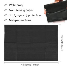 Rayyl Dental Bibs, Pack of 50 Disposable Waterproof Tattoo Bibs Tattoo Tablecloths Clean Pad Clean Tattoo Tray Tattoo Accessories (Black)