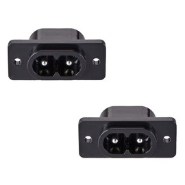 uxcell C8 Panel Mount Plug Adapter AC250V 2.5A 2 Pins IEC Inlet Module Plug Power Connector Straight, 2 Pack
