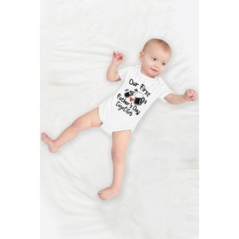 TMSD Baby Boys First Father's Day Short Sleeve Cotton Onesie Bodysuit White 6-9 Months