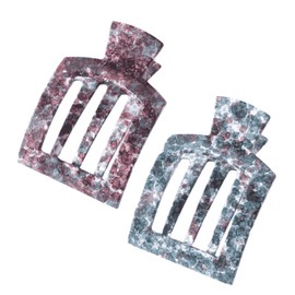 2Pcs Flat Hair Clips Square French Secure Strong Hold Grip Barrettes for Thick Hair Womens Styling Plastic Curve No Slip Accessories Claw Clamp, Medium Classic Multicolor (Blue & Purple)