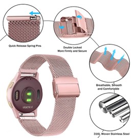 Issinlky Bracelet for Garmin Vivoactive 4S/Venu 2S/Venu 3S/Vivomove 3S, 18mm Bracelet Stainless Steel Metal for Fossil Women Gen 6/Fossil Women's Gen 5E/Fossil Women's Q Venture HR Gen 4/Gen 3