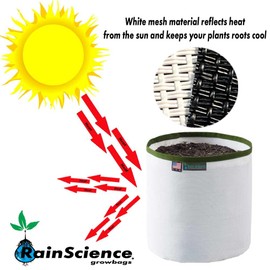Rain Science Grow Bag, Air Pruning Mesh Fabric Plant Container (1 Gallon, White/ODGreen)