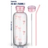 NiHome 25oz/750ml Pink Bow Glass Water Bottle with Silicone Straw,