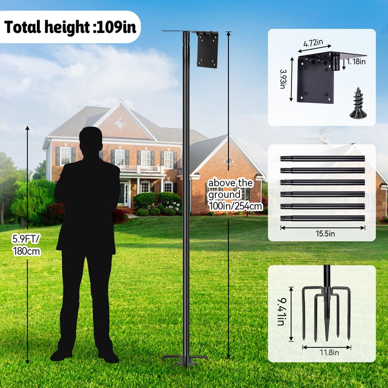 Bird Feeder Pole for Outdoor, 1 Pack 109 Inch Bird