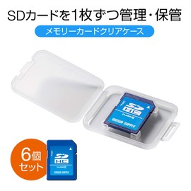 Sanwa Supply FC-MMC10SD Memory Card Clear Case (For SD), Pack of 6