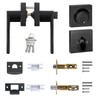 Square Exterior Door Handle with Deadbolt, Matte Black Entry Door
