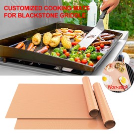 UBeesize 2 Pack Nonstick Copper Grilling Mats for 36 Inch Blackstone Griddle, Resuable Cooking Mat for Grilling, BPA and PFOA Free Heavy Duty BBQ Grill Mats, Griddle Accessories Kit -36 x 17.8 Inch